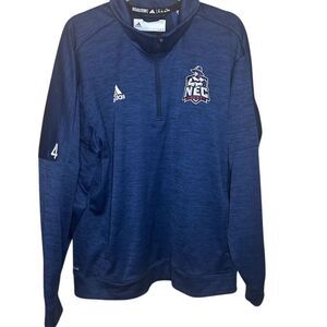 Adidas New England College XL Blue ClimaLite 1/4 Zip Windbreaker Jacket